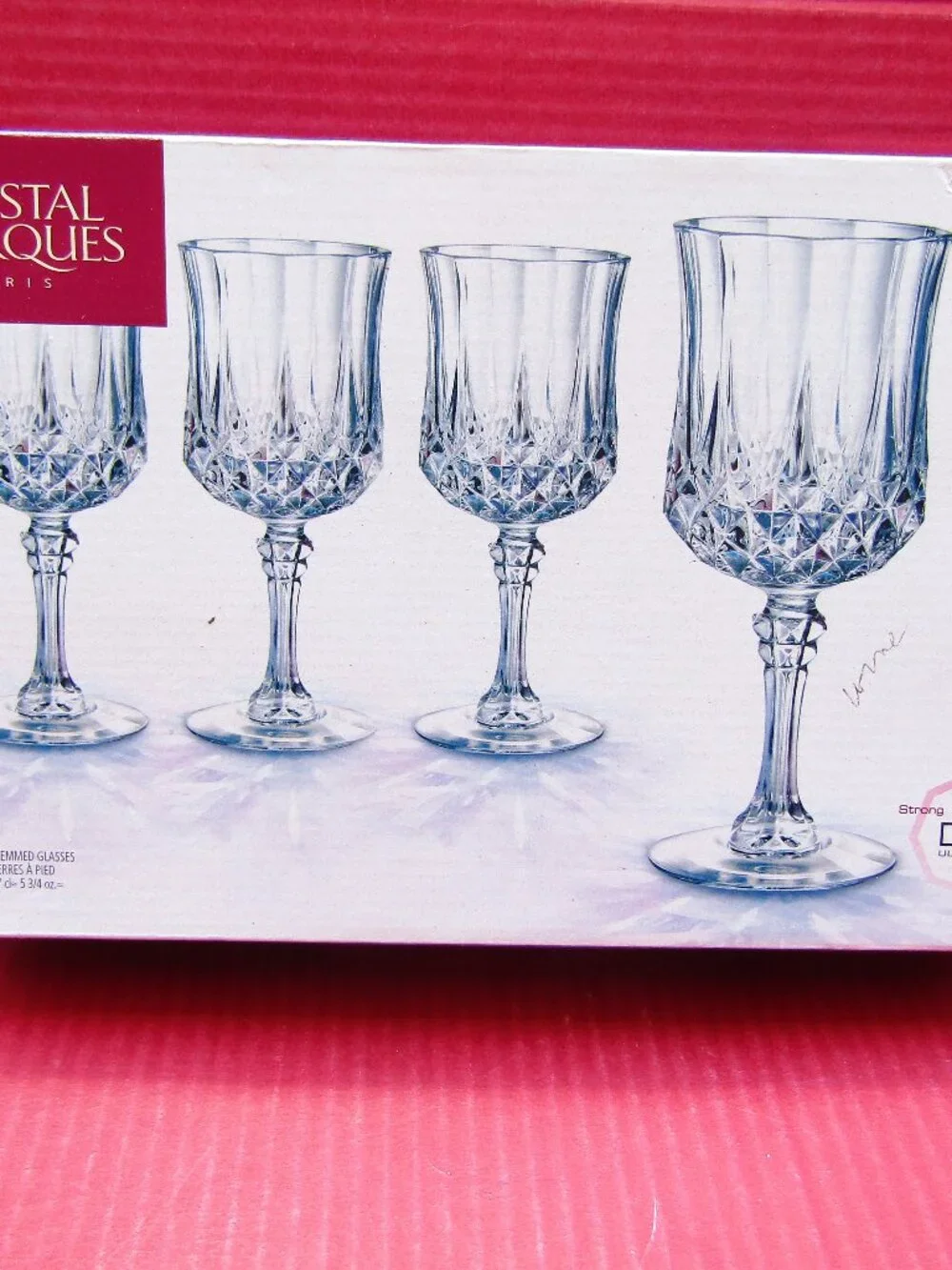 CRYSTAL 4 FRENCH GLASS GOBLETS WINE WATER STEMMED 5 3/4 oz D'ARQUES-DURAND